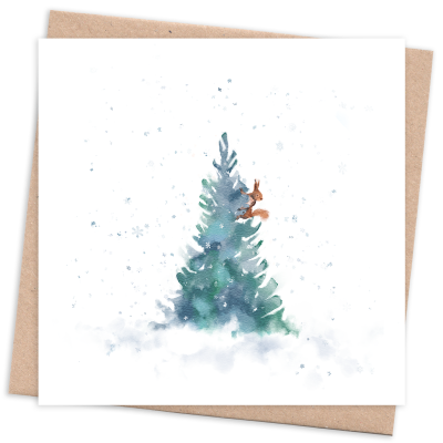 Eco friendly christmas card - TW Squirrel Recycled & Eco Friendly Christmas Card with Tree and Squirrel